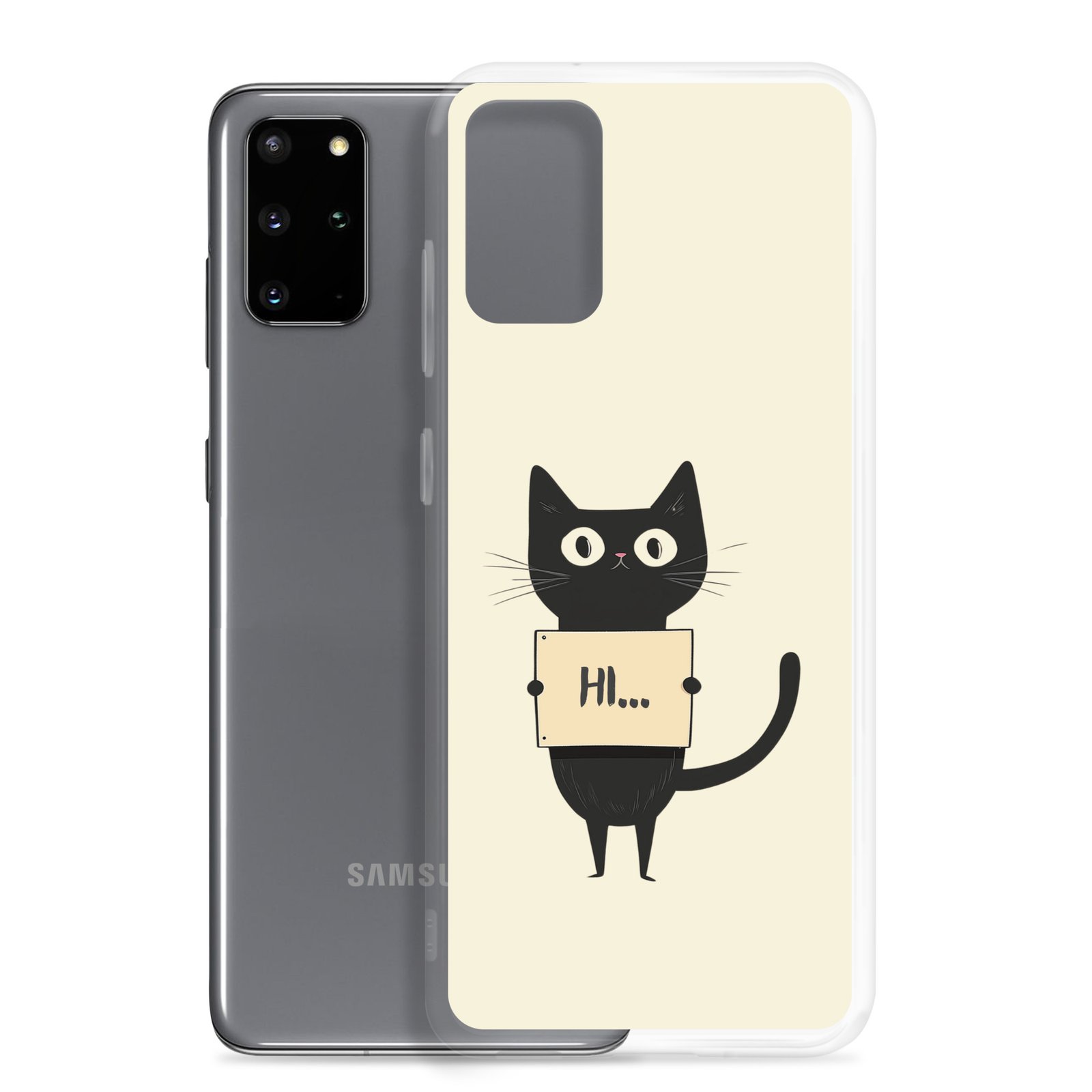 Black Cat Holding a Paper - Clear Galaxy Case - Image 3