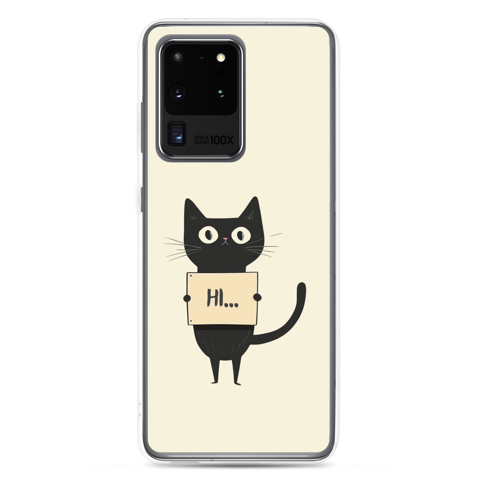 Black Cat Holding a Paper - Clear Galaxy Case - Image 4