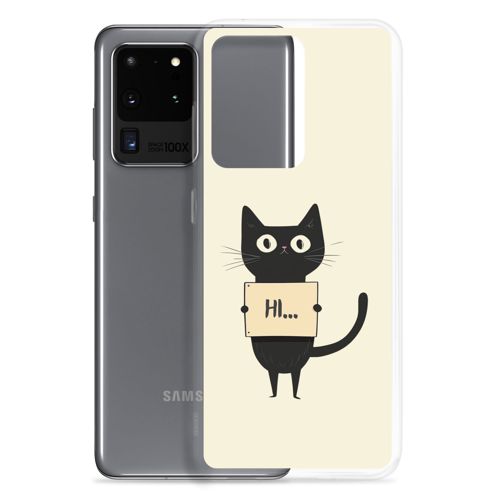 Black Cat Holding a Paper - Clear Galaxy Case - Image 5