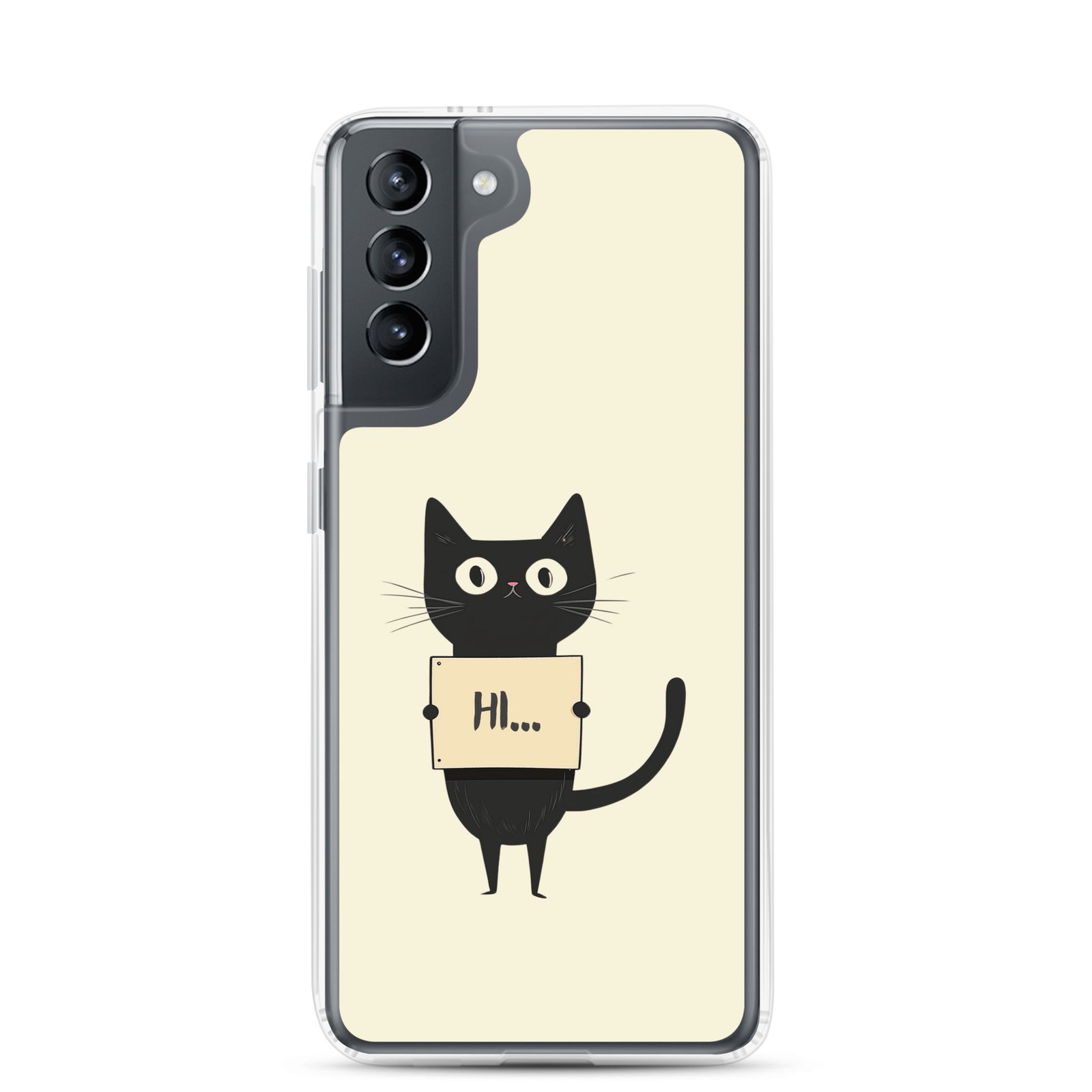 Black Cat Holding a Paper - Clear Galaxy Case - Image 12