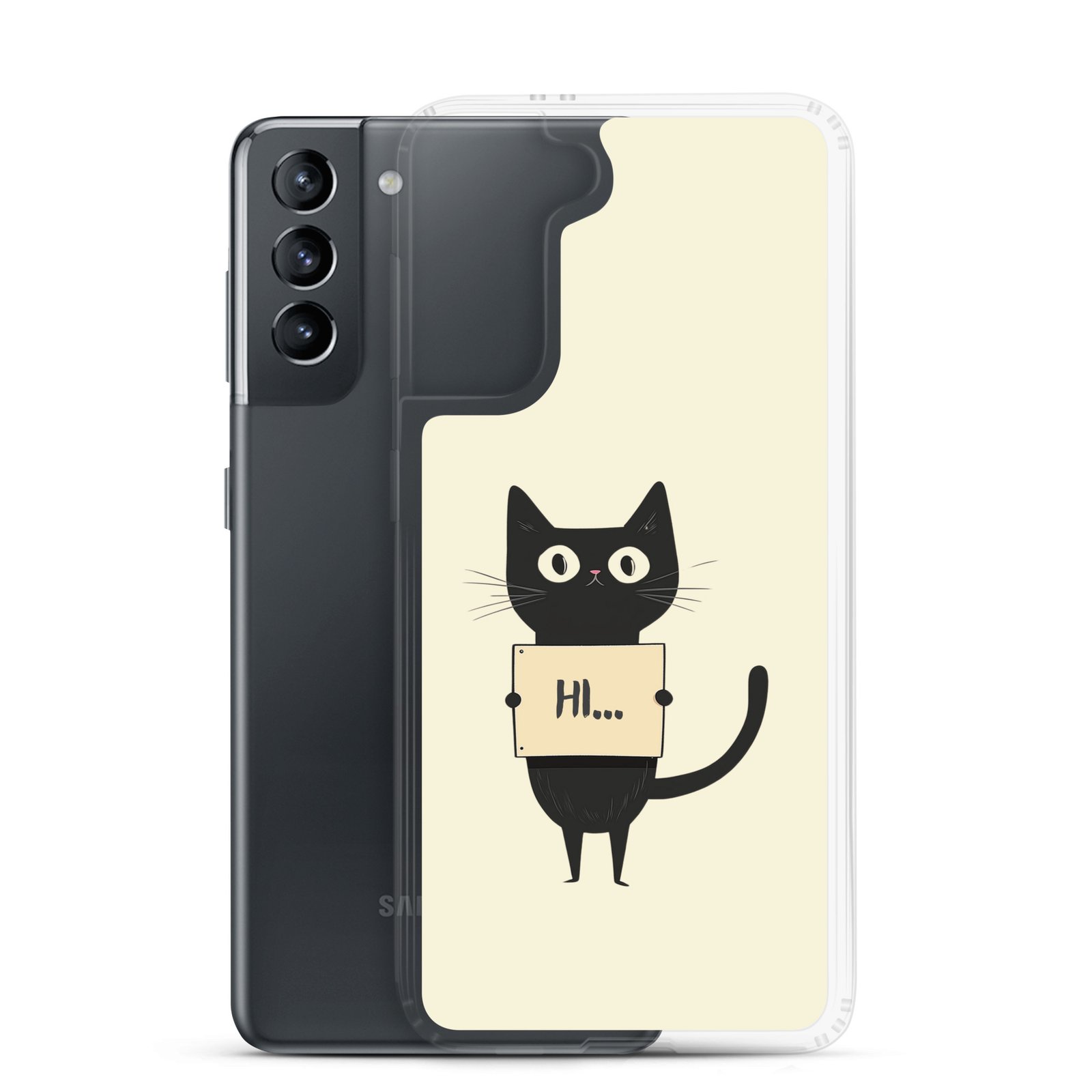 Black Cat Holding a Paper - Clear Galaxy Case - Image 13