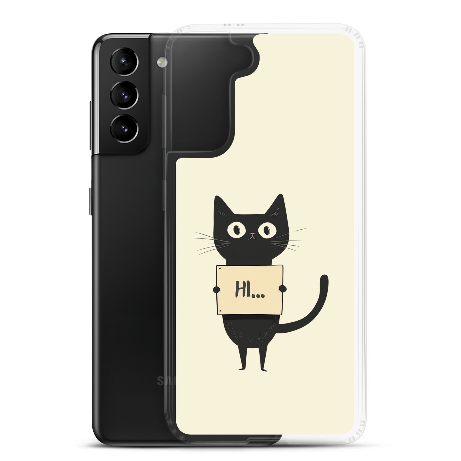Black Cat Holding a Paper - Clear Galaxy Case - Image 9