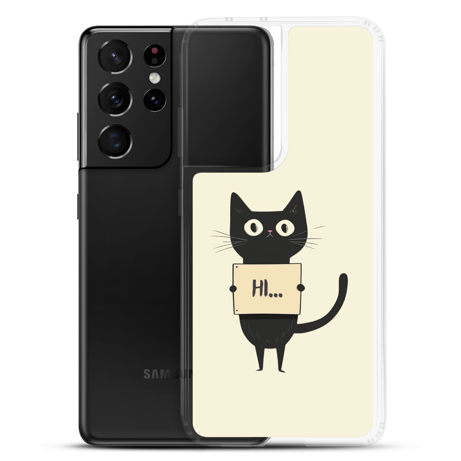 Black Cat Holding a Paper - Clear Galaxy Case - Image 11