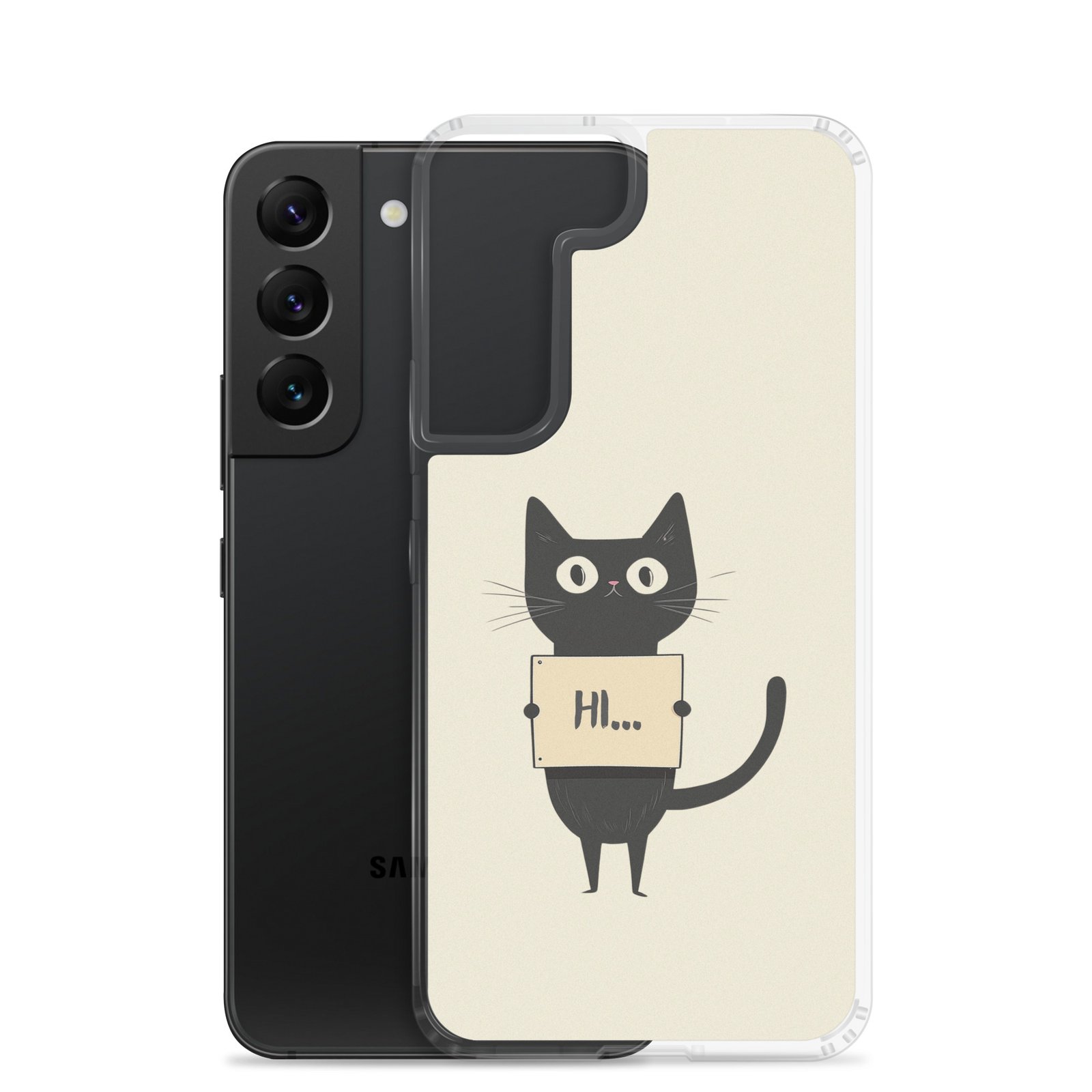 Black Cat Holding a Paper - Clear Galaxy Case - Image 19