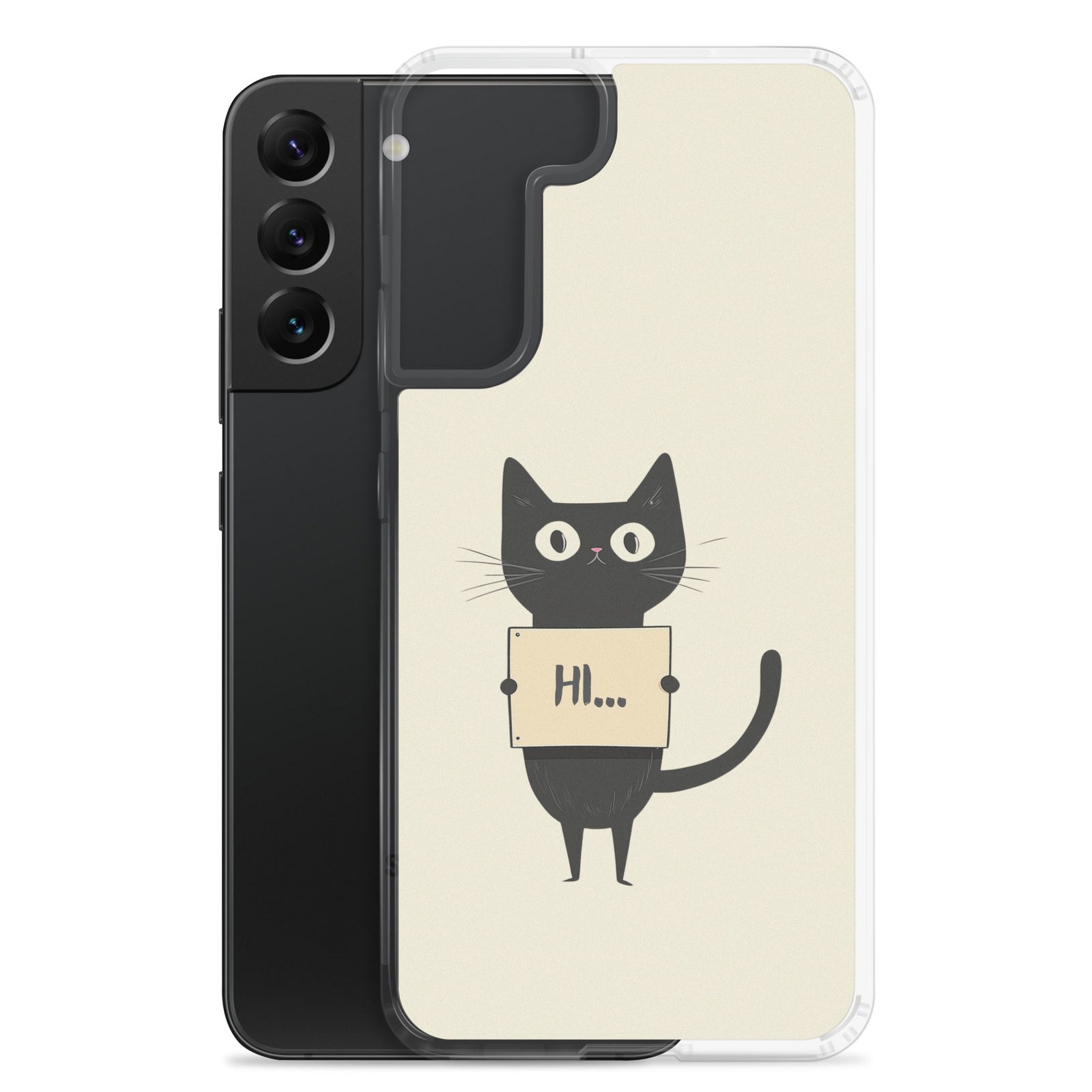Black Cat Holding a Paper - Clear Galaxy Case - Image 15