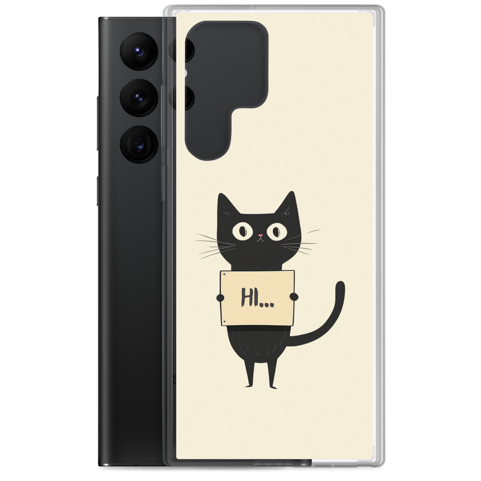 Black Cat Holding a Paper - Clear Galaxy Case - Image 17