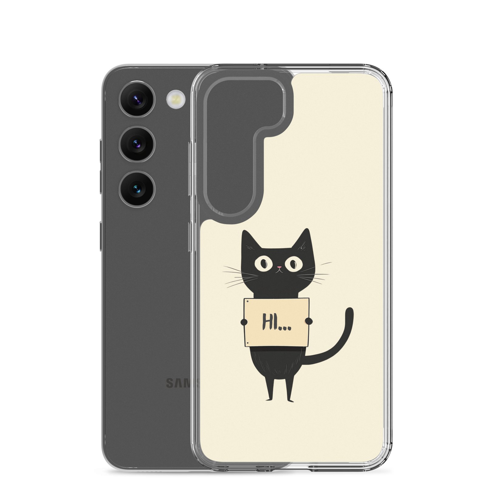 Black Cat Holding a Paper - Clear Galaxy Case - Image 31