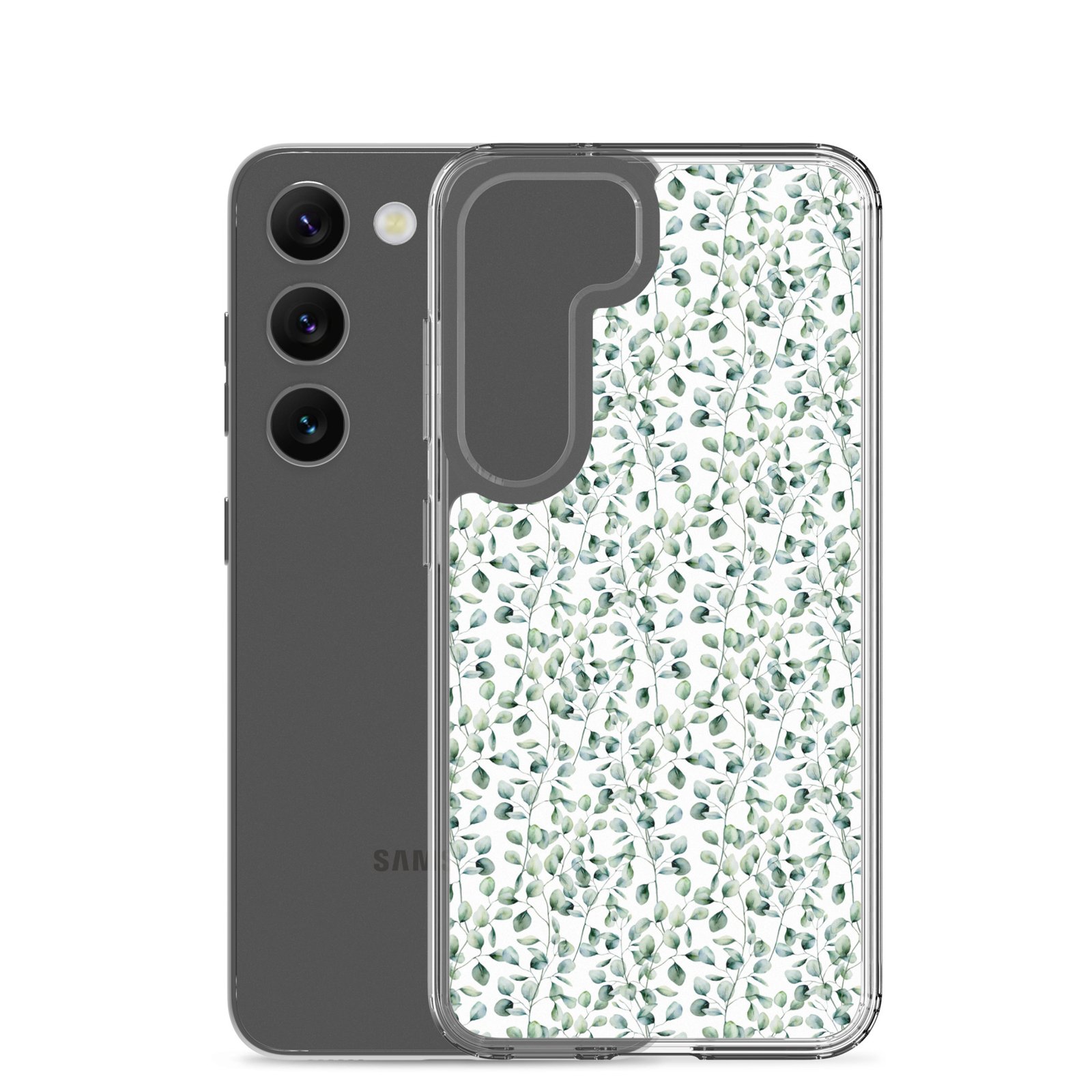 Thin Branch and Green Leaves - Clear Galaxy Case - Image 31
