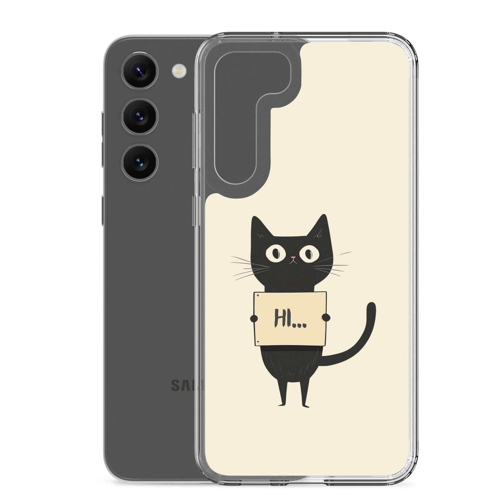Black Cat Holding a Paper - Clear Galaxy Case - Image 27