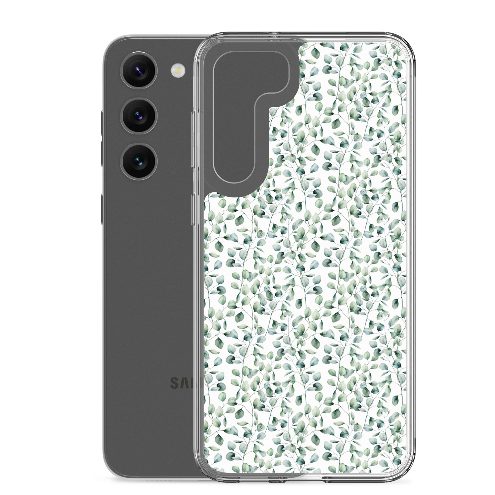 Thin Branch and Green Leaves - Clear Galaxy Case - Image 27