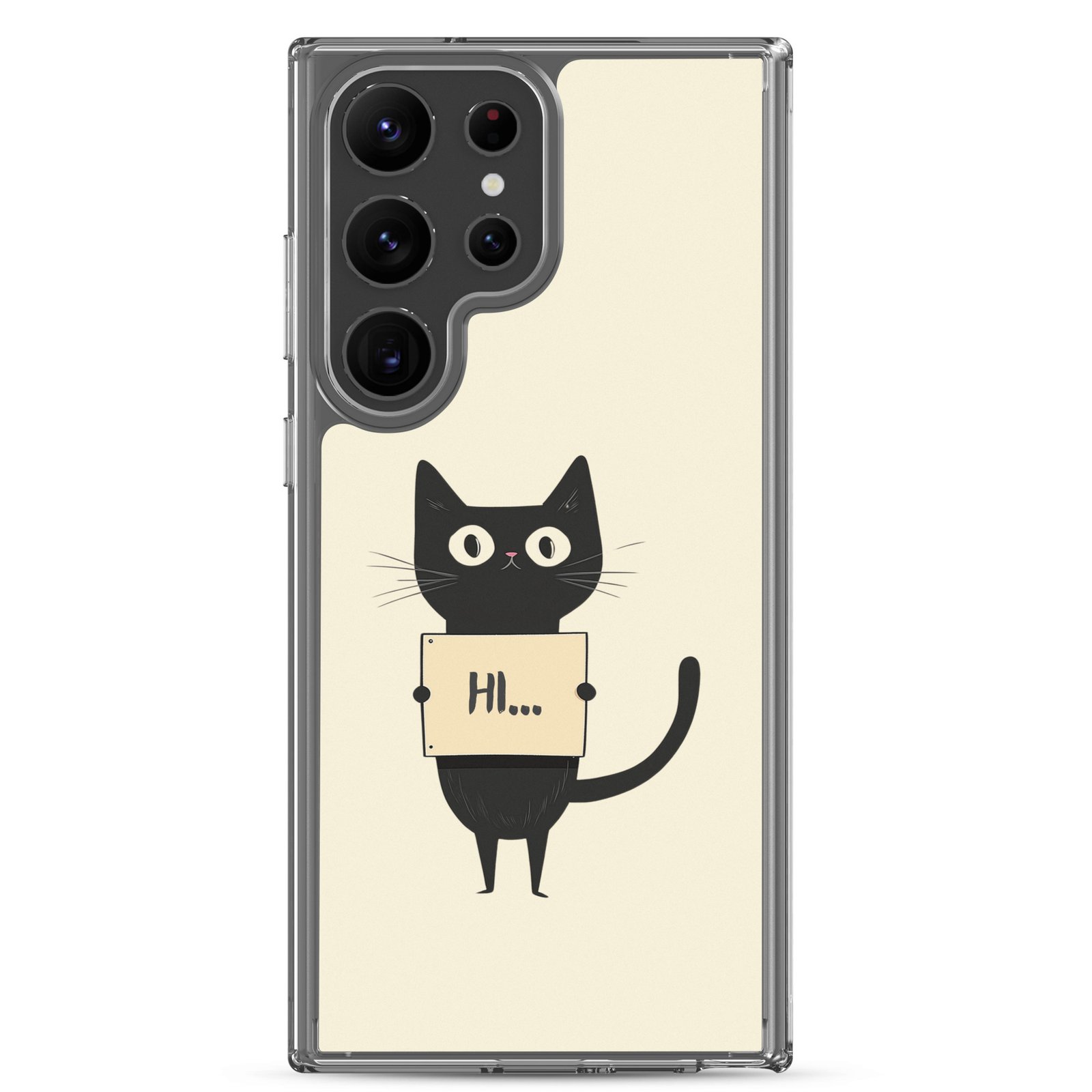 Black Cat Holding a Paper - Clear Galaxy Case - Image 28