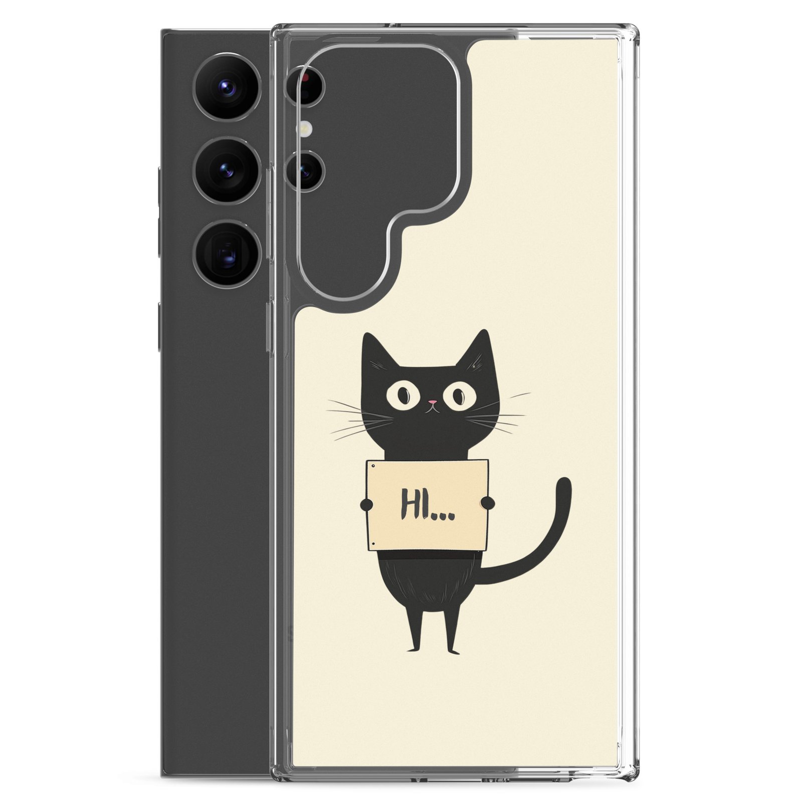 Black Cat Holding a Paper - Clear Galaxy Case - Image 29