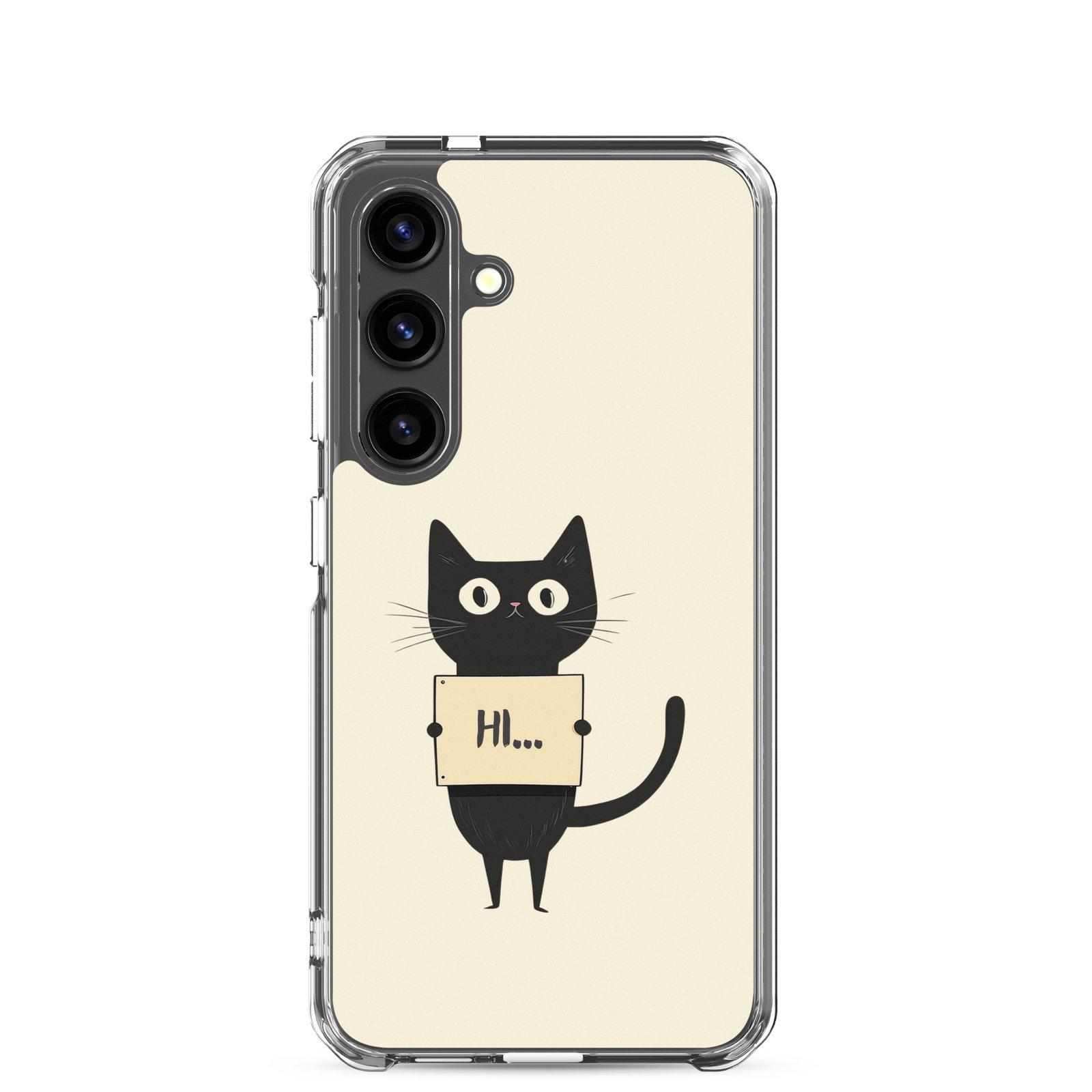 Black Cat Holding a Paper - Clear Galaxy Case - Image 35