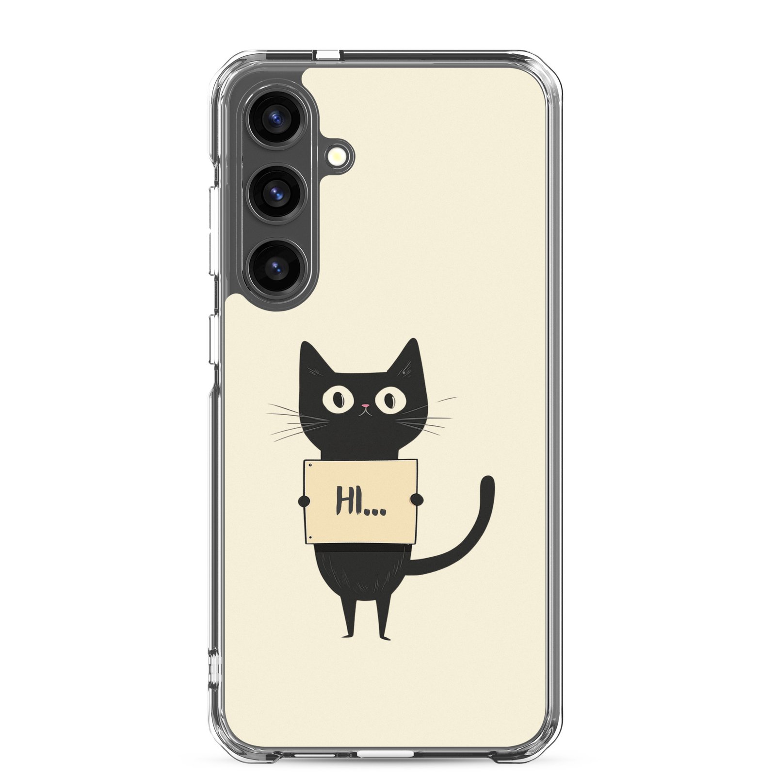 Black Cat Holding a Paper - Clear Galaxy Case - Image 32