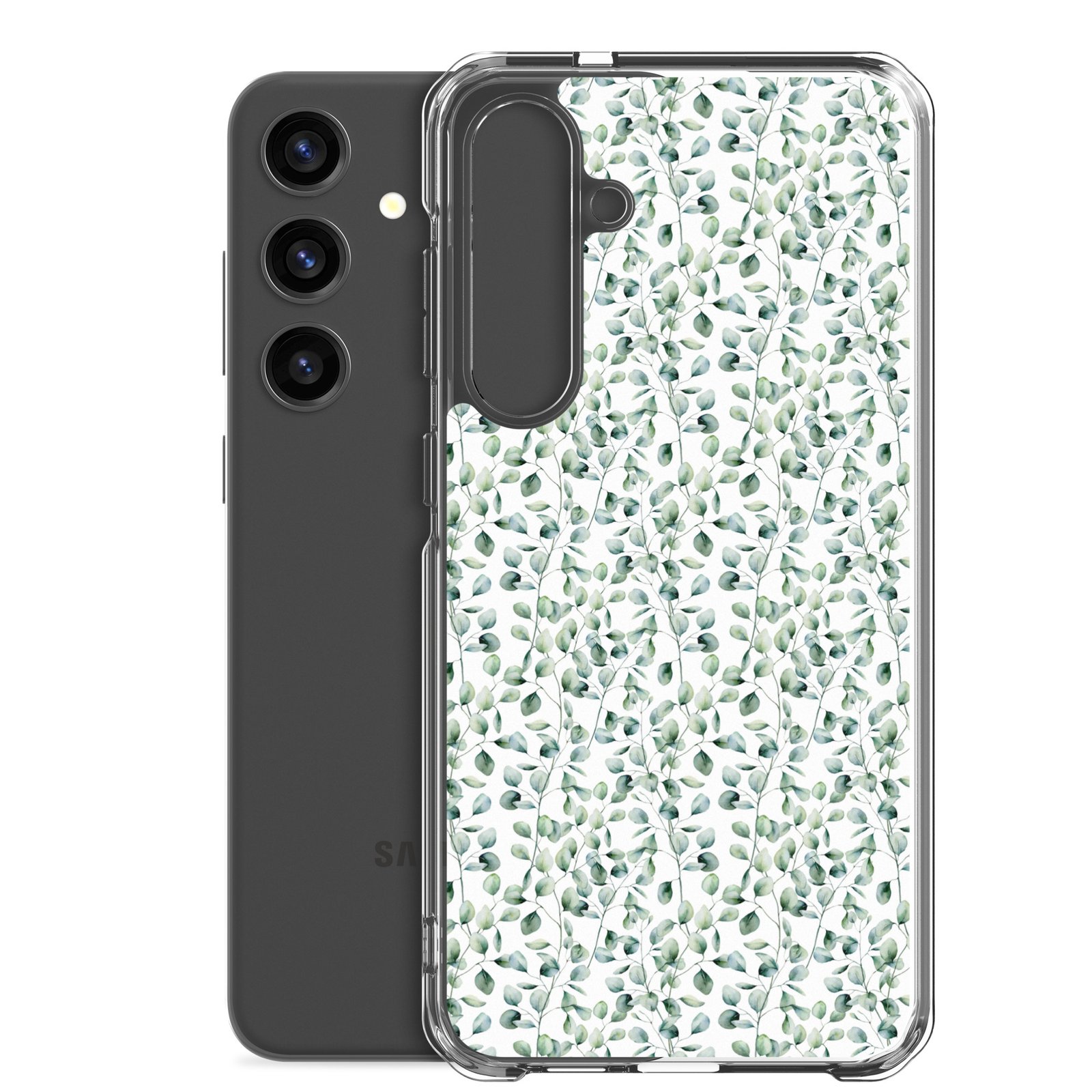 Thin Branch and Green Leaves - Clear Galaxy Case - Image 33
