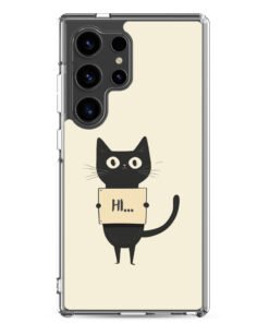 Black Cat Holding a Paper - Clear Galaxy Case