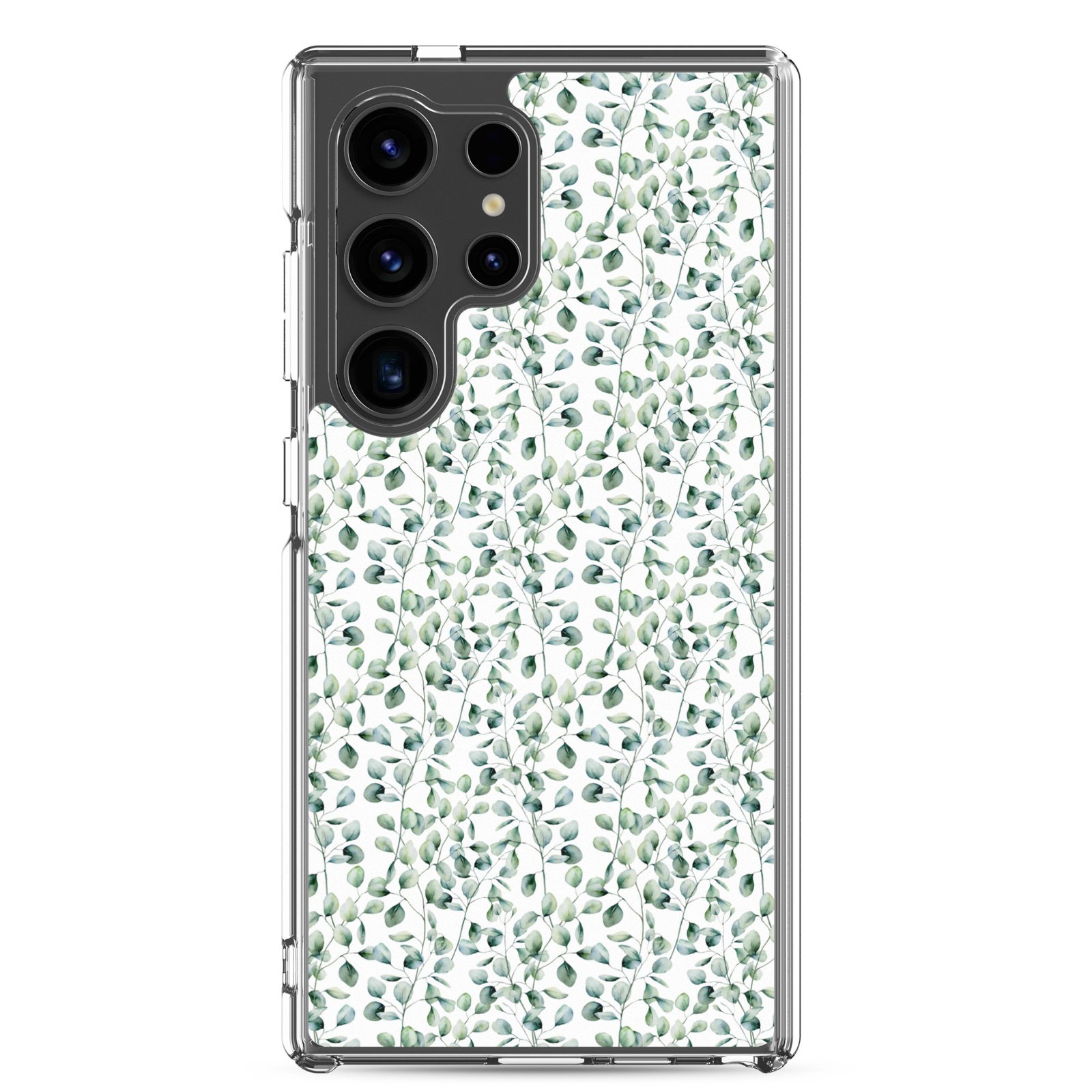 Thin Branch and Green Leaves - Clear Galaxy Case