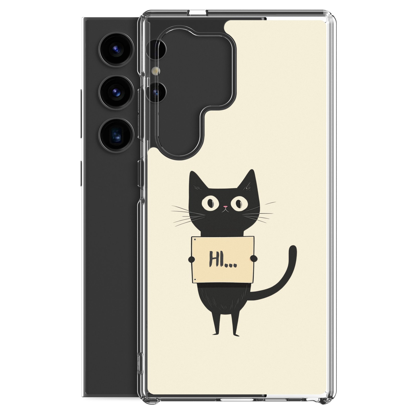 Black Cat Holding a Paper - Clear Galaxy Case - Image 34