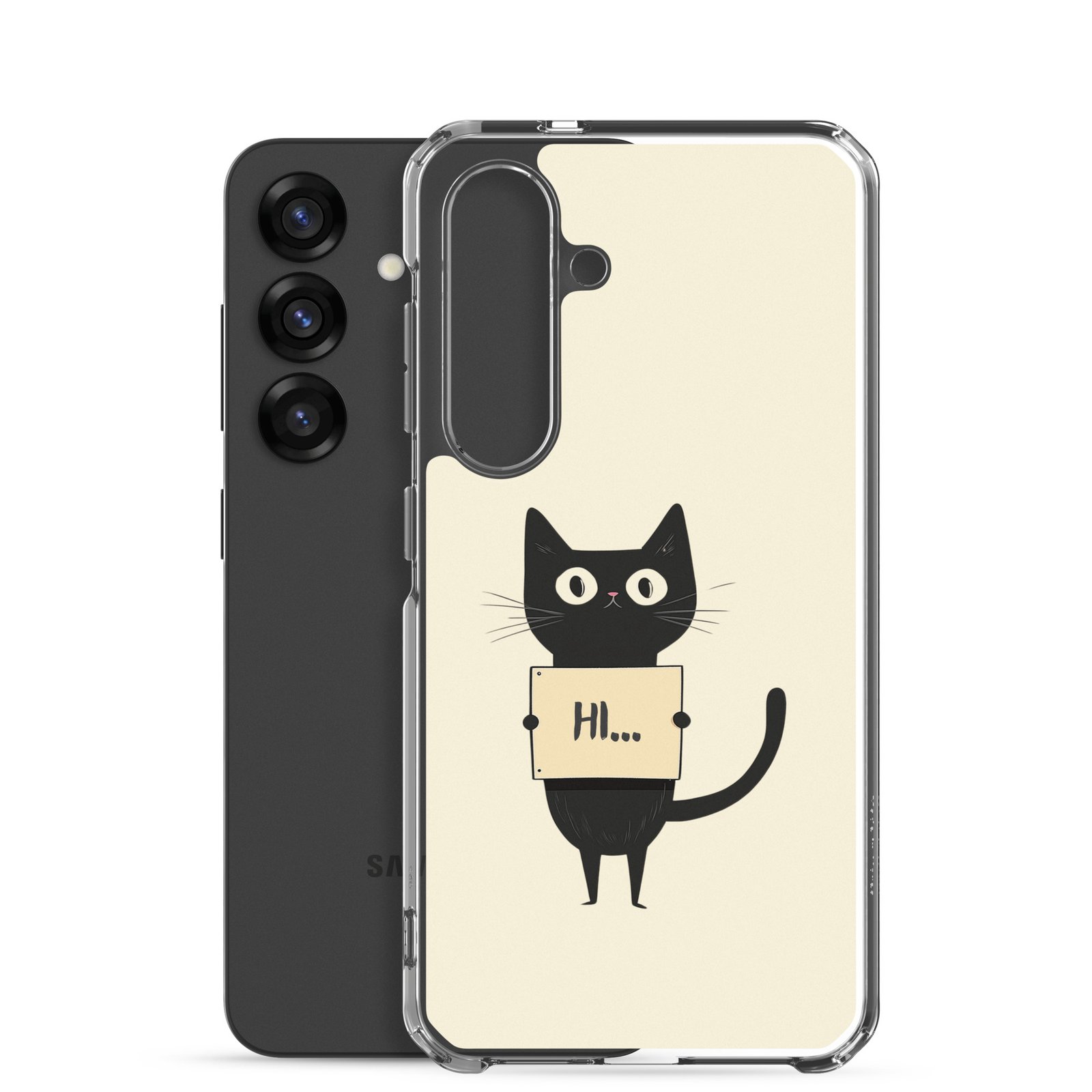 Black Cat Holding a Paper - Clear Galaxy Case - Image 25