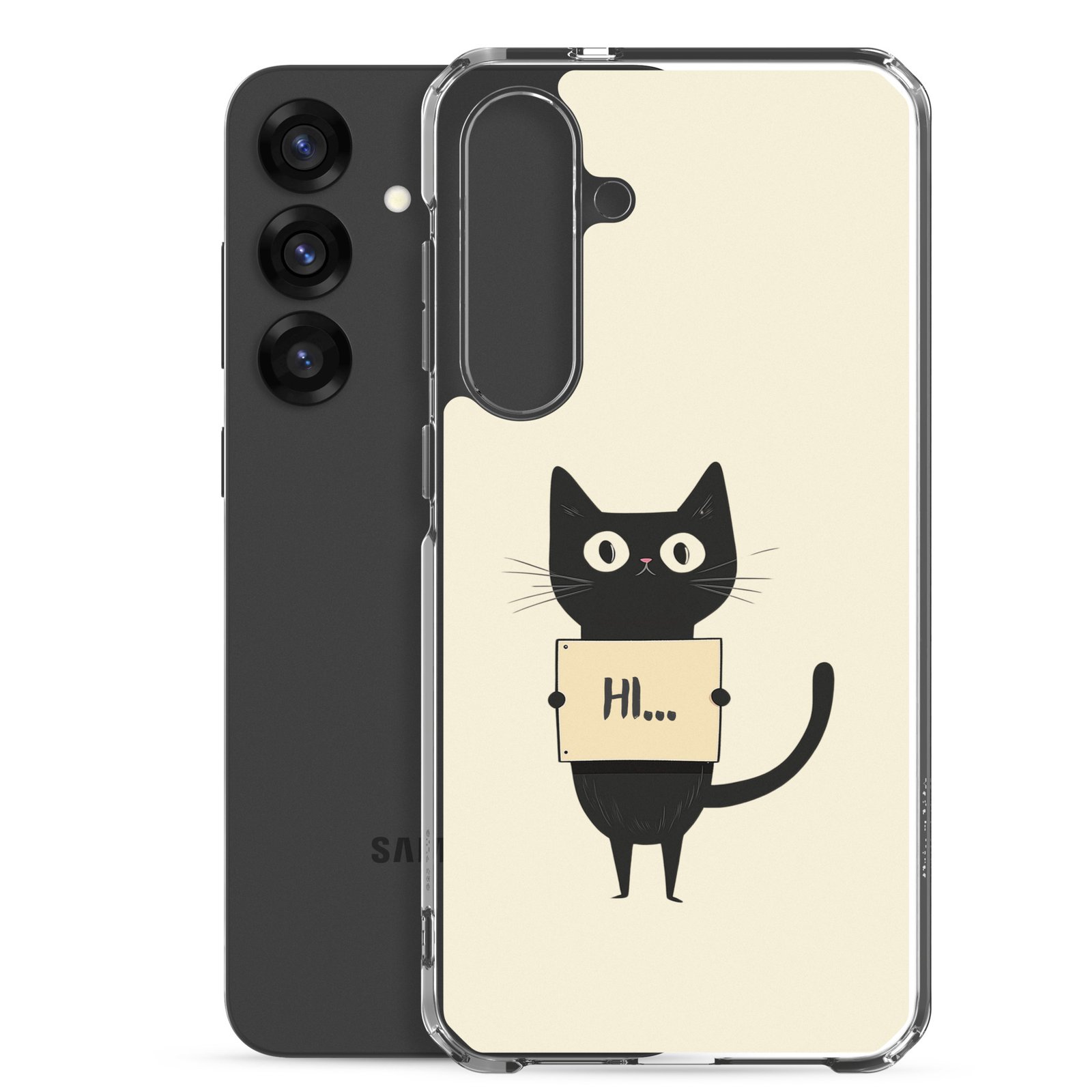 Black Cat Holding a Paper - Clear Galaxy Case - Image 21