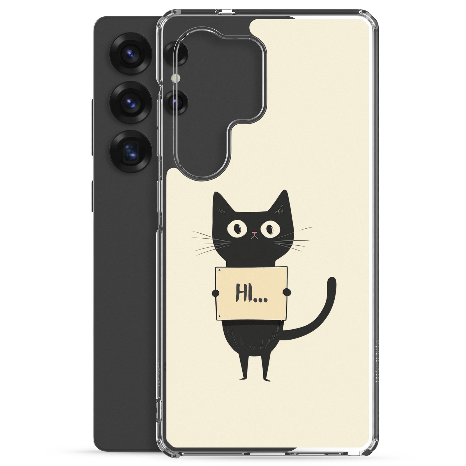 Black Cat Holding a Paper - Clear Galaxy Case - Image 23
