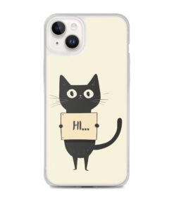 Alternative view of Black Cat Holding a Paper - Clear iPhone Case