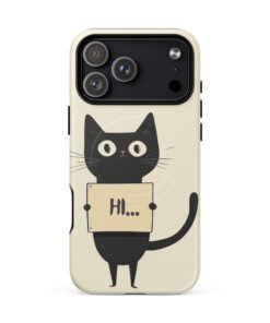 Black Cat Holding a Paper - Tough iPhone Case
